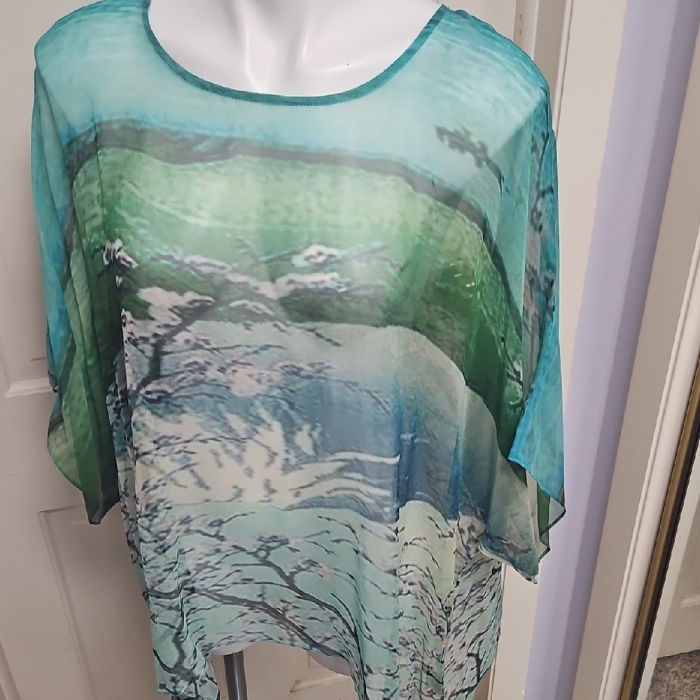 Wearable Art Pure Silk Hand Painted Lovely Top Poncho